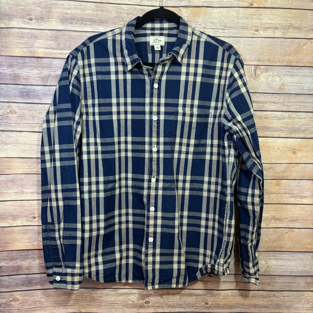 J. Crew Blue White Plaid Shirt Size Large